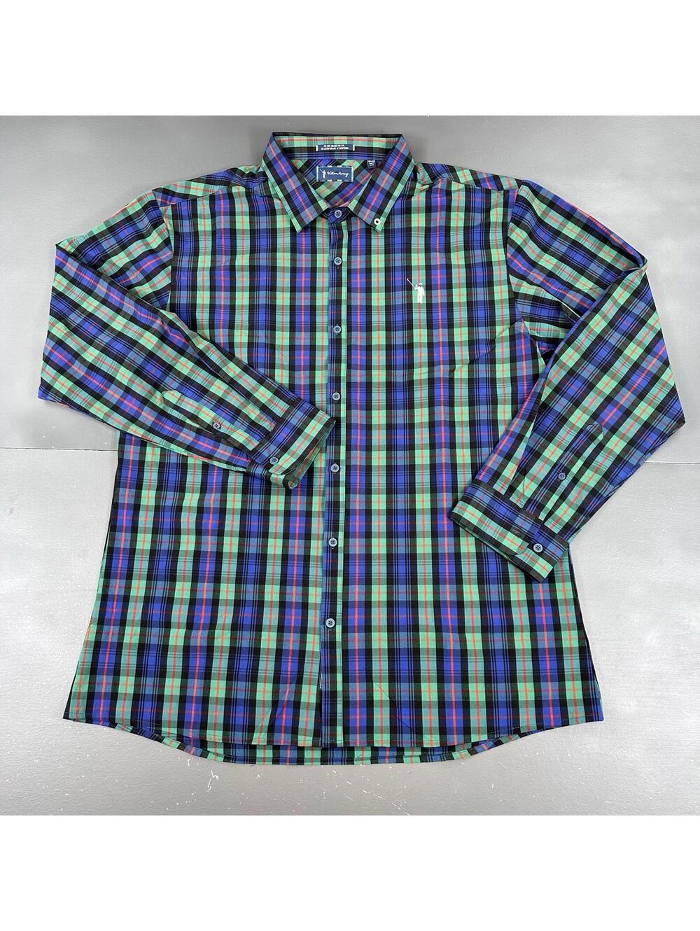 William Murray Shirt Mens XL Black Blue Green Tartan Blackwatch Plaid Golf